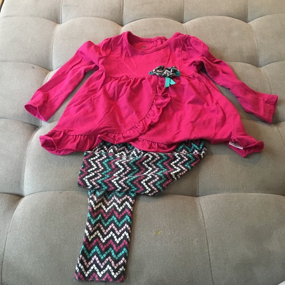 Kids Headquarters pink flower outfit 3T